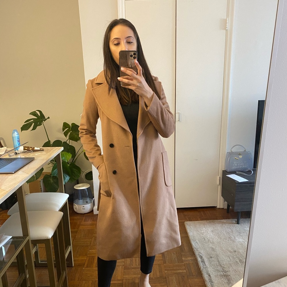 REISS Wool Coat in Mauve